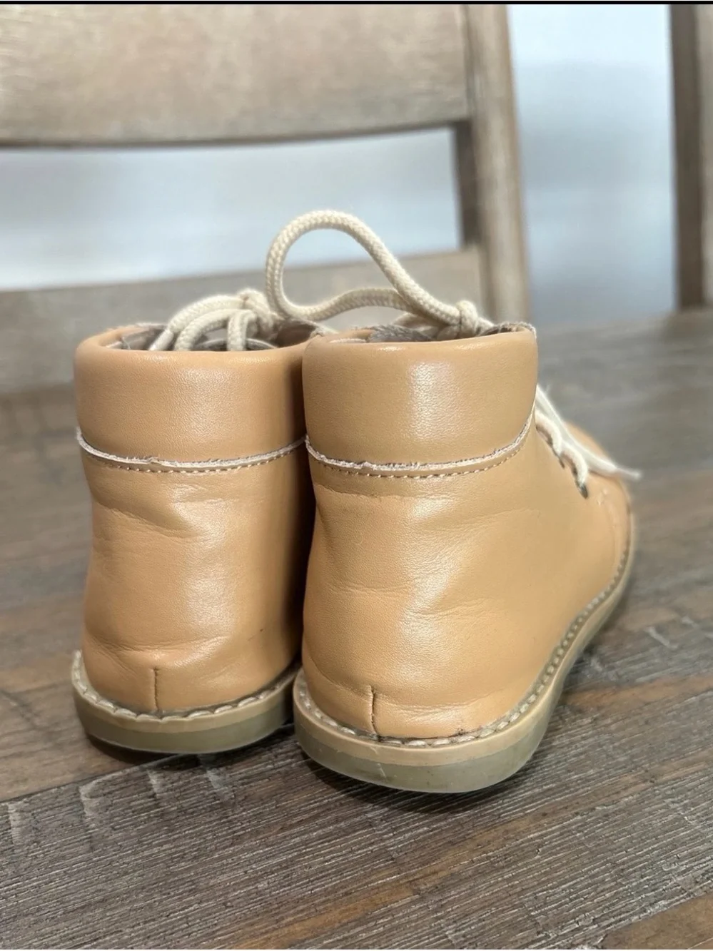 SweetHoney Tan Leather Lace-Up Ankle Boots